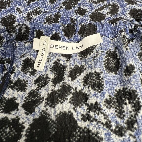 Derek Lam 10 Crosby Silk Crepe Halter Dress Blue Black Leopard Print Sz 6 - Picture 13 of 16